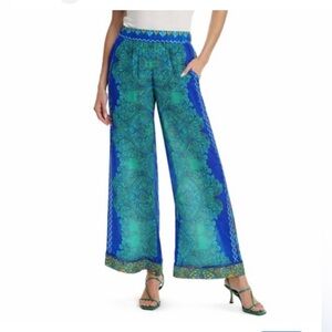 Johnny Was Villa Silk Pants, likely in the Diomedes print, sizeS